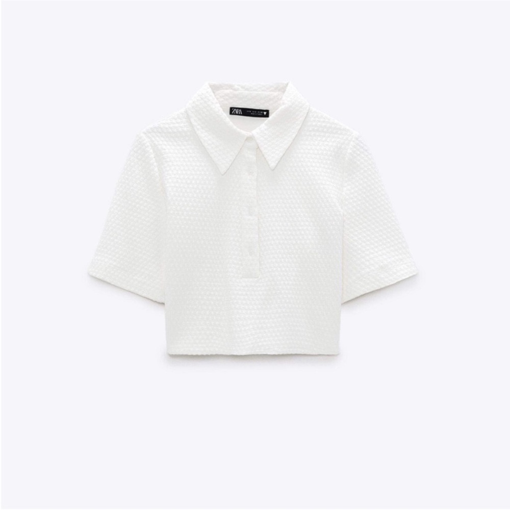 Zara textured cropped polo